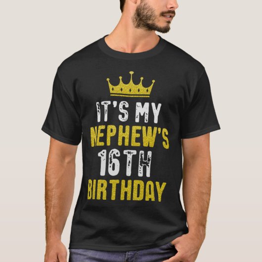 T-shirt Yellow Crown 16th Bday For Nephew From Aunt Uncle (Devant)