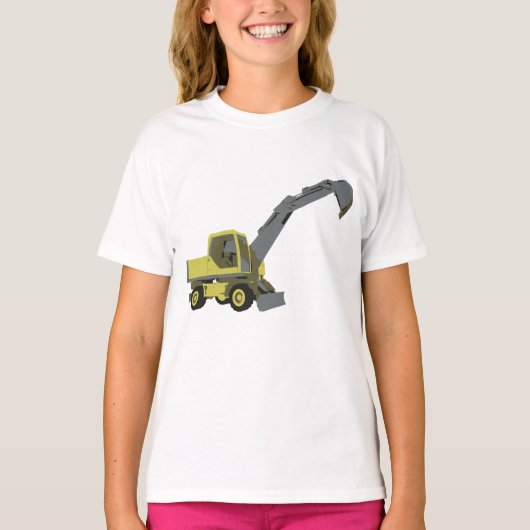 T-shirt Yellow Excavator Construction Machinery (Devant)