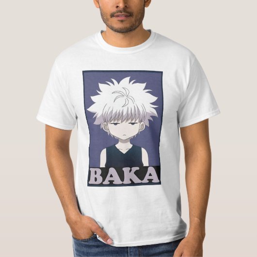 T-shirt " Yellow Hunter X Hunter Killua Zoldyck Baka " (Devant)