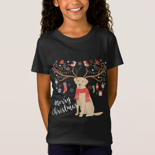 T-Shirt Yellow Labrador Retriever Christmas Chien Lab Xmas (Devant)