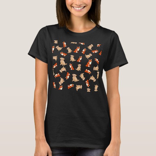T-shirt Yellow Labrador Retriever Et Red Fox Motif (Devant)
