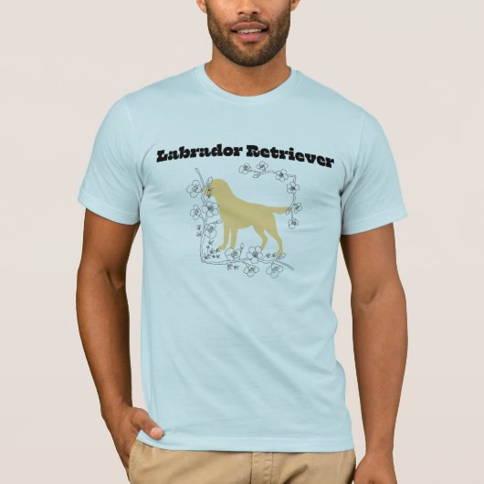 T-shirt Yellow Labrador Silhouette with White Blossom Fram (Devant)
