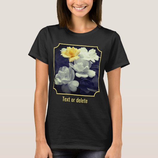 T-shirt Yellow Rose Cluster Partial Color Personalized (Devant)