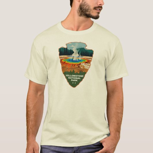 T-shirt Yellowstone Grand Prismatic Spring Arrowhead (Devant)