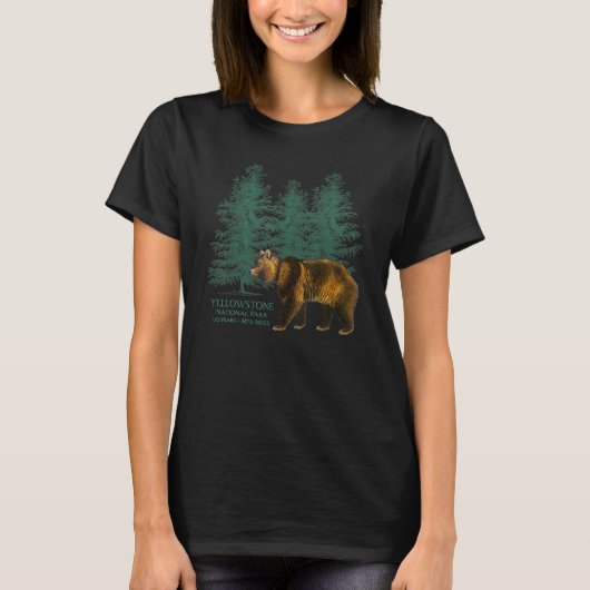 T-shirt Yellowstone National Park 150 Years Bear Trees Sou (Devant)