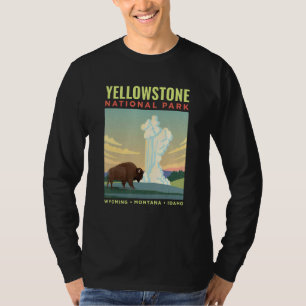 T-shirt Yellowstone National Park Us Camping Randonnée Vin