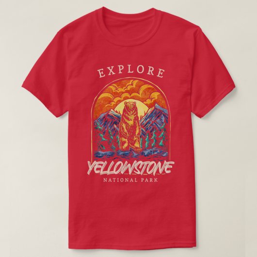 T-shirt Yellowstone US National Park Backpacking Camping H (Design devant)