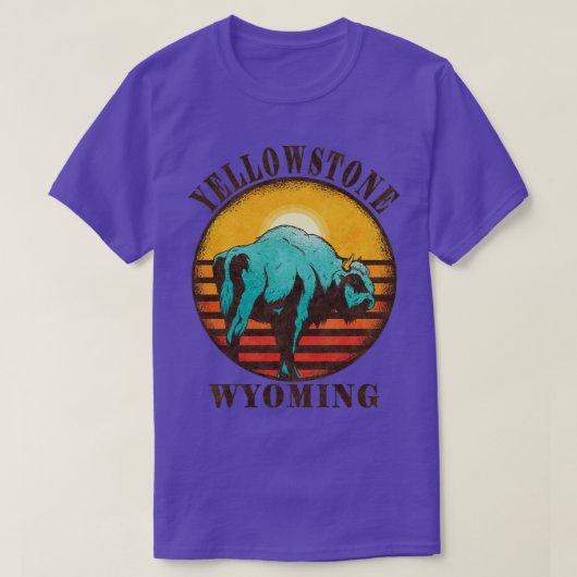 T-shirt Yellowstone US National Park Wyoming Bison Randonn (Design devant)