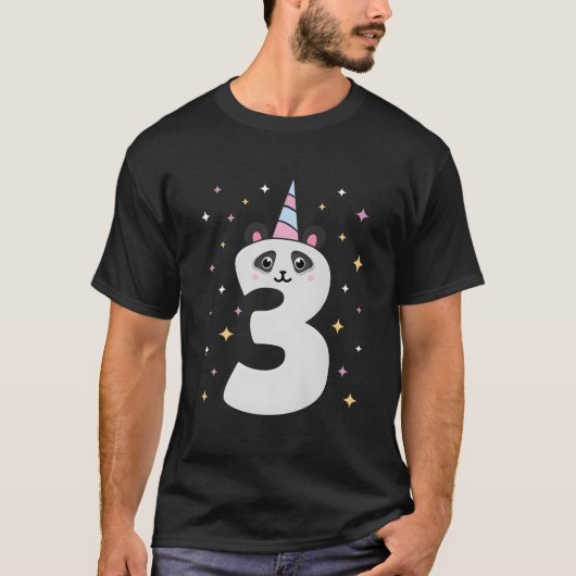 T-shirt Yes I'M 3 Panda Themed 3Rd Py (Devant)