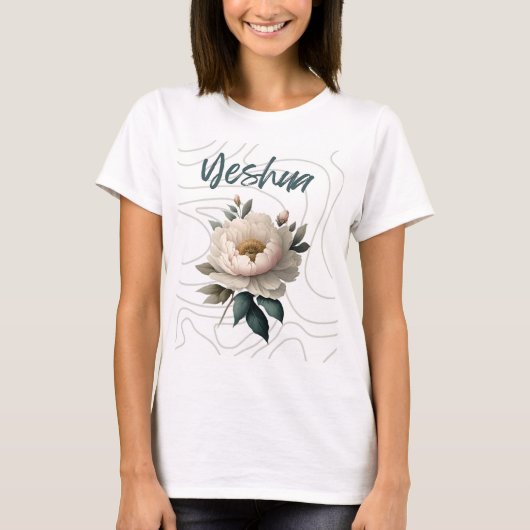 T-shirt Yeshua avec fleur arrière - plan unique (Devant)