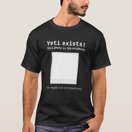 T-shirt Yeti Existe, Preuve Photo, Funny Winter Mountain (Devant)