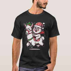 T-shirt Yeti Fête Avec Jolie Llama Pajama De Noël Xma