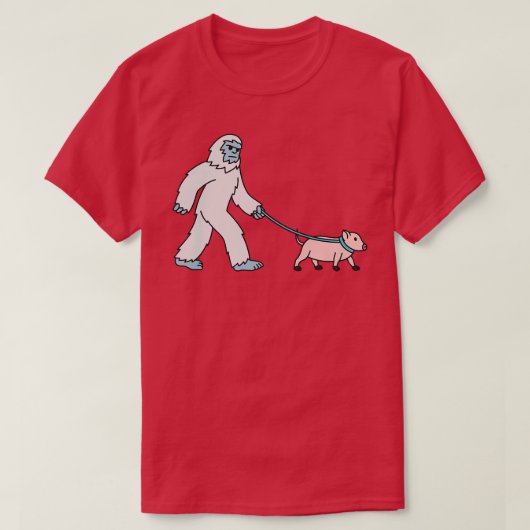 T-shirt Yeti Walking Mini Pig Cryptozoology Pet Premium  (Design devant)