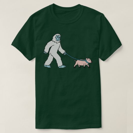 T-shirt Yeti Walking Mini Pig Cryptozoology Pet Premium 57 (Design devant)