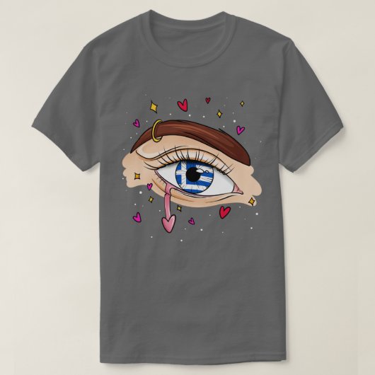 T-shirt Yeux avec drapeau grec (Design devant)