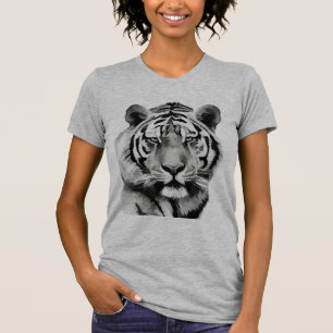 T-shirt Yeux bleus noirs et blancs de tigre