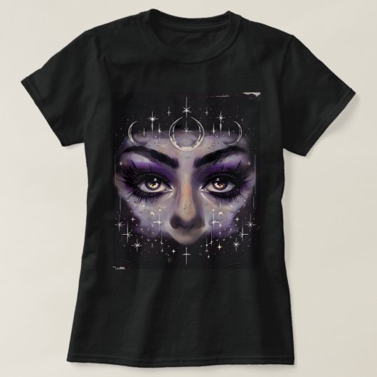 T-shirt Yeux Cosmiques - Visage Mystique Violet (Design devant)