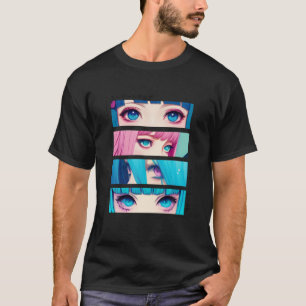 T-shirt Yeux de fille Anime japonais esthétique Kawaii Pas