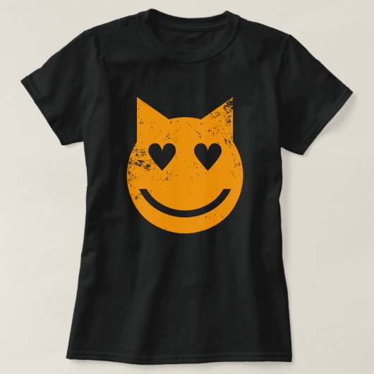 T-shirt Yeux en forme de coeur Grunge Chat Emoji (Design devant)