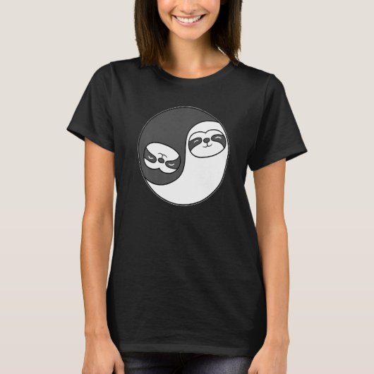 T-shirt Yin and Yang Sloth Predator Meditation Acro Hatha  (Devant)
