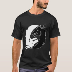 T-shirt Yin Et Yang Black White Asiatique Imaginaire Drago