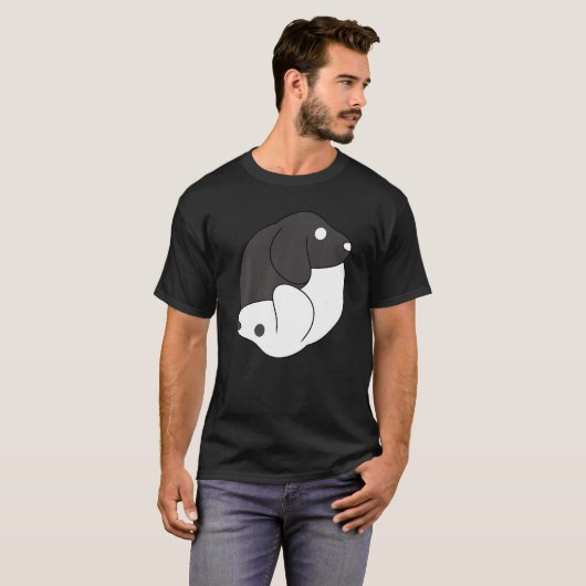 T-shirt Yin et Yang Chien Pose Chien Thème Méditation Acro (Devant entier)