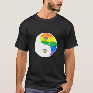 T-shirt Yin Et Yang LGBT Rainbow Heart Love Pride Gay Rig
