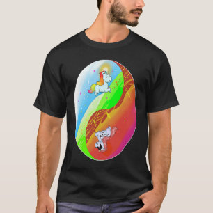 T-shirt Yin et Yang Unicorn Death Metal Rainbow