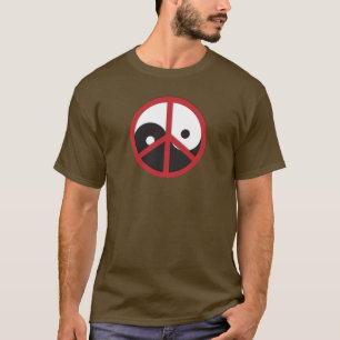 T-shirt Yin-Yang avec signe de Paix - rouge