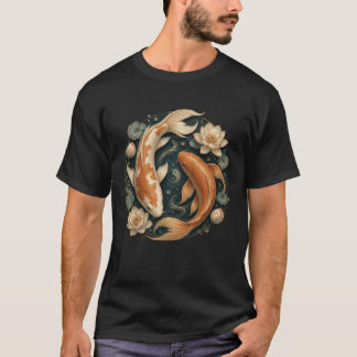 T-shirt Yin Yang Carpe Japonaise Zen Lotus Étang Spirituel