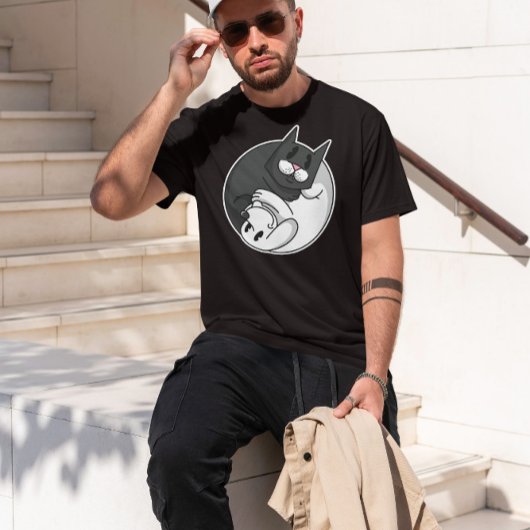 T-shirt Yin Yang Chat Et Chien Mignonne