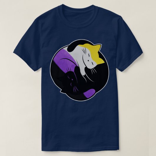 T-shirt Yin Yang Chat éternel non binaire (Design devant)