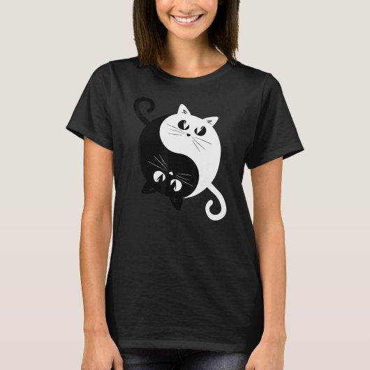 T-shirt Yin Yang Chats drôle Cute Kittens Ying Yang (Devant)