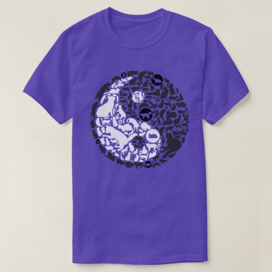 T-shirt Yin Yang Chats, noir, blanc, zen (Design devant)