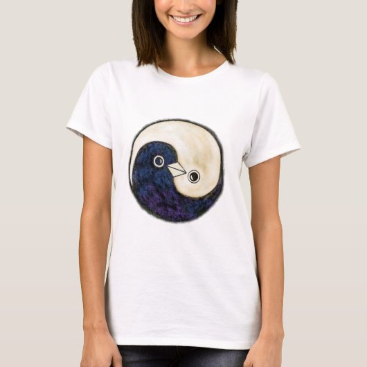 T shirt Yin Yang design met duven (Voorkant)
