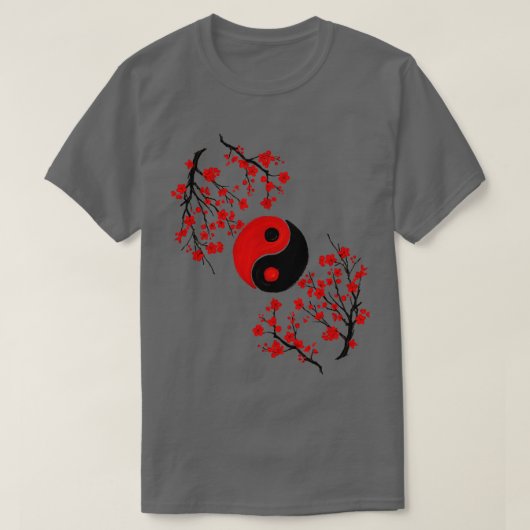 T-shirt Yin Yang et Sakura Red Blossom (Design devant)