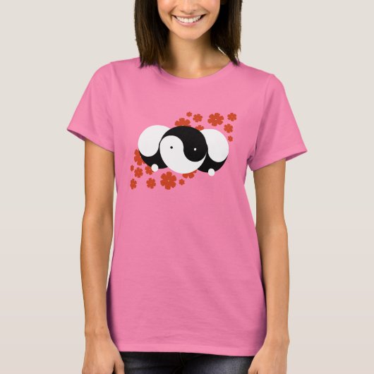 T-shirt Yin-Yang Fille fleurs (Devant)