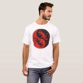 T-shirt YIN & YANG Geckos noir rouge + votre idée (Devant entier)