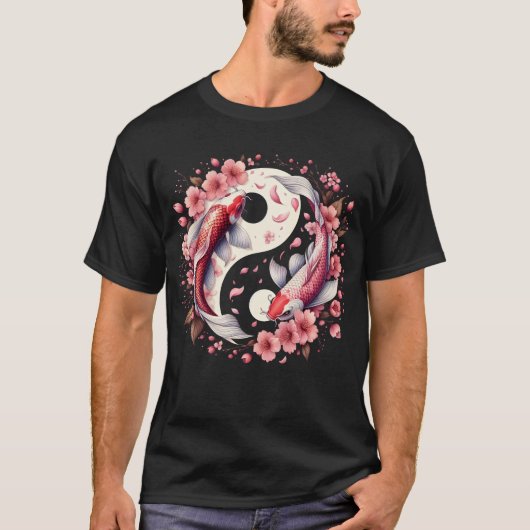 T-shirt Yin Yang Nishikigoi Poisson carpe Nishikigoi Cherr (Devant)