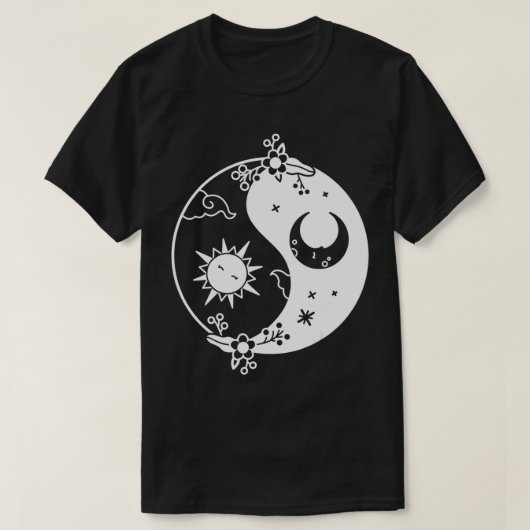 T-shirt Yin Yang Occult Soleil & Lune Noir & Blanc (Design devant)