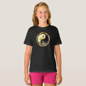 T-shirt Yin Yang or sur noir (Devant entier)