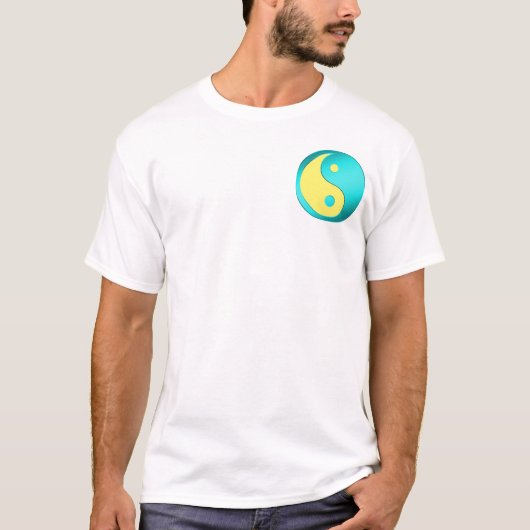 T-shirt Yin-Yang, poche, bleu et bleu de lt (Devant)