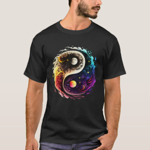 T-shirt Yin Yang soleil lune univers Tai chi Qigong yoga T