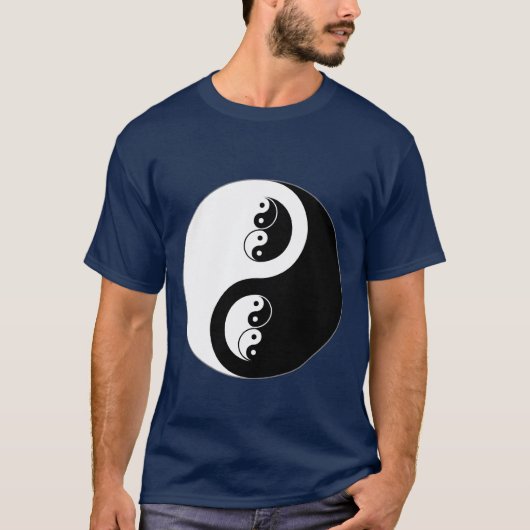 T-shirt Yin Yang sur bleu-foncé (Devant)