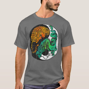 T-shirt Yin Yang Tiger Dragon Retro Tattoo Style MIXED MAR