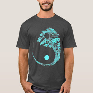 T-shirt Yin Yang Turquoise Blue Bonsai Tree japonais Zen