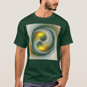 T-shirt Yin Yang Vert Jaune Abstrait Fractal Coloré