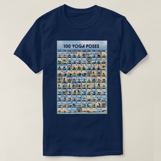 T-shirt Yoga 100 Ashtanga Hatha Yoga Poses longs (Design devant)