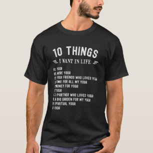 T-shirt Yoga 10 choses que je veux dans la vie Vintage Rét