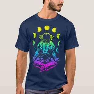 T-shirt Yoga Astronaut Lune Phase Zen Méditation Lotus Pos